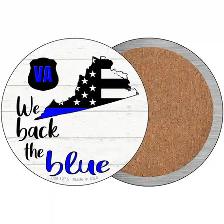 Virginia Back The Blue Novelty Circle Coaster Set of 4