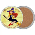 Matching Hat and Broom Girl Novelty Circle Coaster Set of 4