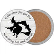 Matching Hat and Broom Witch Novelty Circle Coaster Set of 4