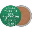 Wicked Witch and Grumpy Toad Novelty Circle Coaster Set of 4