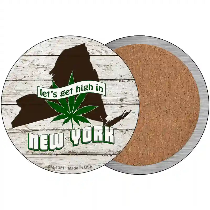 Lets Get High In New York Novelty Circle Coaster Set of 4