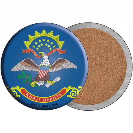 North Dakota State Flag Novelty Circle Coaster Set of 4