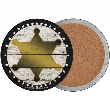 Sheriff Star Novelty Circle Coaster Set of 4