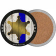 Sheriff Star Blue Line Novelty Circle Coaster Set of 4