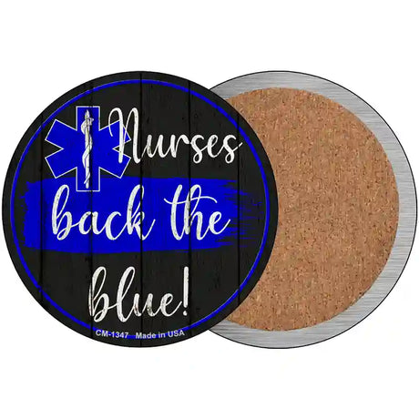 Nurses Back The Blue Novelty Circle Coaster Set of 4