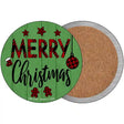 Merry Christmas Novelty Circle Coaster Set of 4