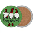 Merry Christmas Gnomes Novelty Circle Coaster Set of 4