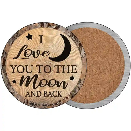 Moon And Back Novelty Circle Coaster Set of 4