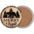 Merry and Bright Bear Novelty Circle Coaster Set of 4