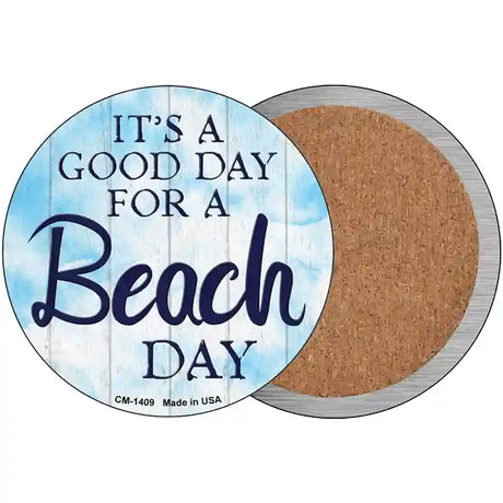 Beach Day Novelty Circle Coaster Set of 4