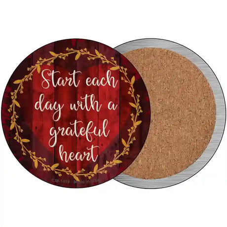 Grateful Heart Novelty Circle Coaster Set of 4