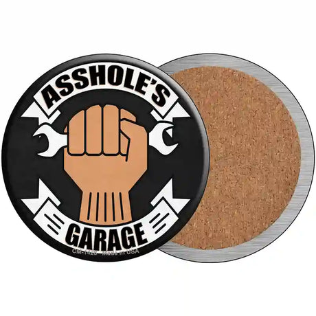 Assholes Garage Wrench Novelty Circle Coaster Set of 4