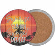 Sunrise Suntan Sunset Novelty Circle Coaster Set of 4