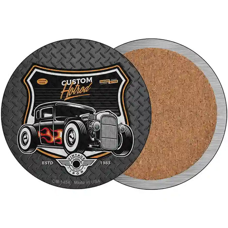 Custom Flame Hotrod Novelty Circle Coaster Set of 4