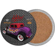 Purple Flame Hotrod Novelty Circle Coaster Set of 4