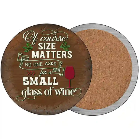 Size Matters Small Glass Novelty Circle Coaster Set of 4