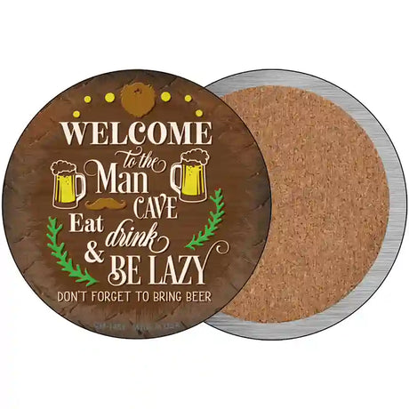 Eat Drink And Be Lazy Novelty Circle Coaster Set of 4