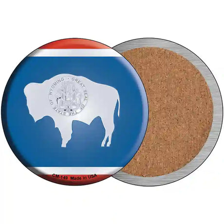 Wyoming State Flag Novelty Circle Coaster Set of 4