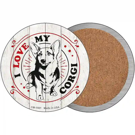 I Love My Corgi Novelty Circle Coaster Set of 4