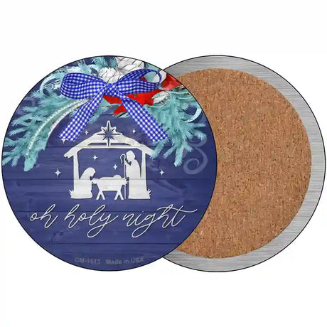 Oh Holy Night Manger Novelty Circle Coaster Set of 4