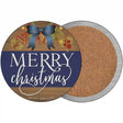 Merry Christmas Blue Bow Novelty Circle Coaster Set of 4