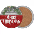 Merry Christmas Wreath Novelty Circle Coaster Set of 4