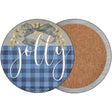 Jolly Blue Plaid Novelty Circle Coaster Set of 4