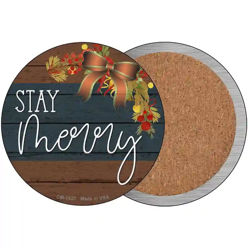 Stay Merry Novelty Circle Coaster Set of 4