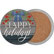 Happy Holidays Bow Novelty Circle Coaster Set of 4