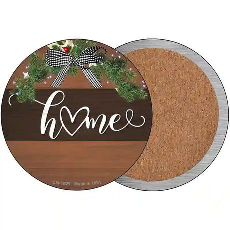 Home Bow Wreath Novelty Circle Coaster Set of 4