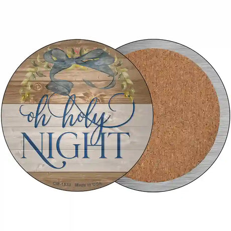 Oh Holy Night Bow Wreath Novelty Circle Coaster Set of 4