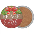 Peace On Earth Bow Wreath Novelty Circle Coaster Set of 4