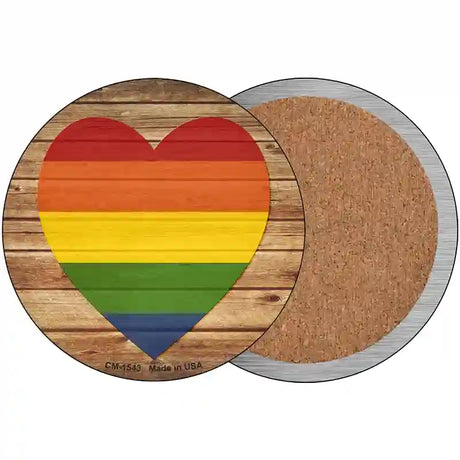 Heart Rainbow Novelty Circle Coaster Set of 4