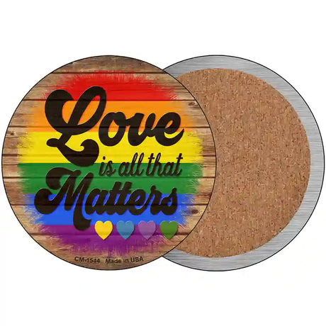 Love All That Matters Rainbow Novelty Circle Coaster Set of 4