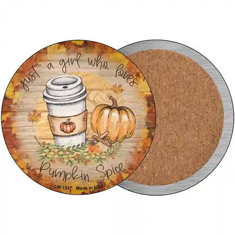 Pumpkin and Latte Novelty Circle Coaster Set of 4