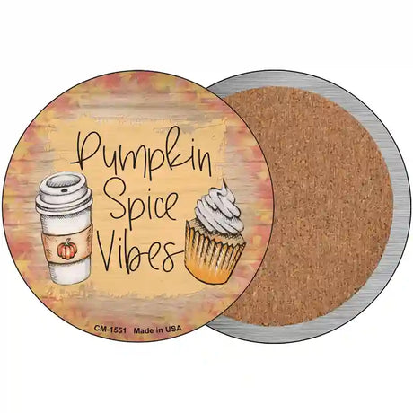 Pumpkin Spice Vibes Novelty Circle Coaster Set of 4