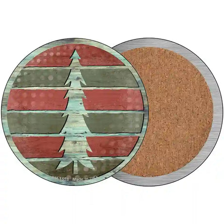 Tree Red and Green Novelty Circle Coaster Set of 4