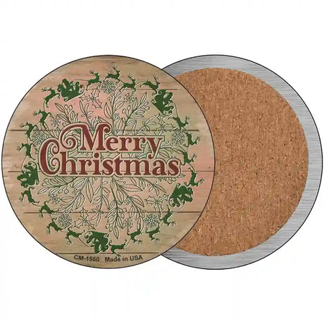 Merry Christmas with Santa Novelty Circle Coaster Set of 4