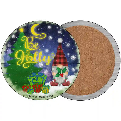 Be Jolly Gnome Novelty Circle Coaster Set of 4