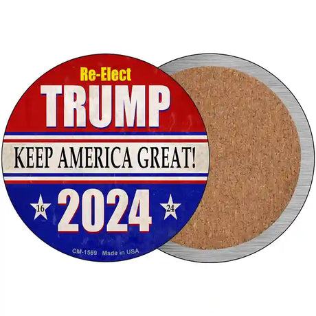 ReElect Trump 2024 Novelty Circle Coaster Set of 4