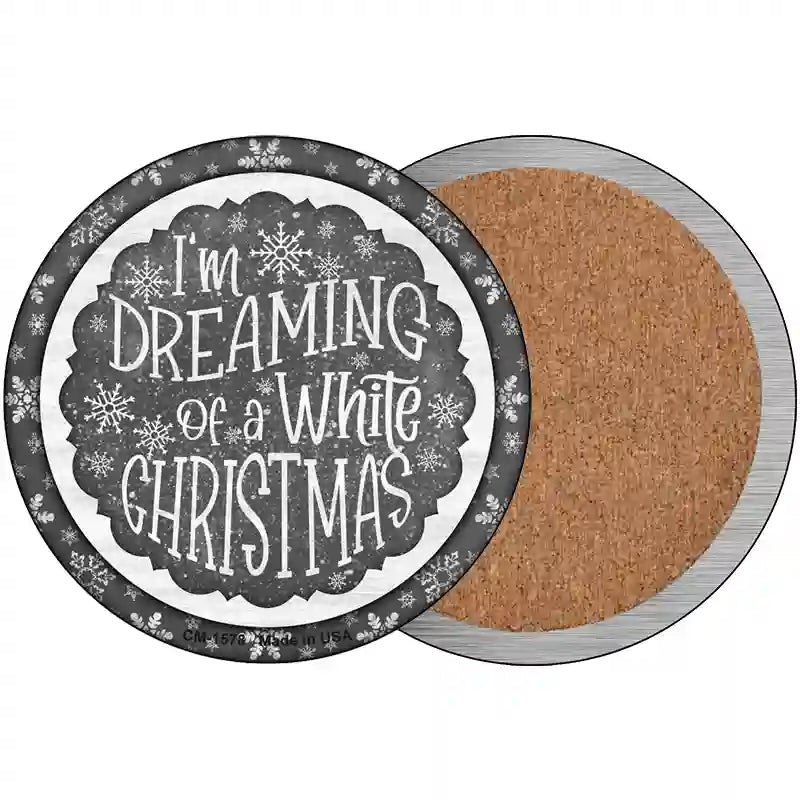 Dreaming of a White Christmas Novelty Circle Coaster Set of 4