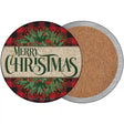 Merry Christmas Red Novelty Circle Coaster Set of 4