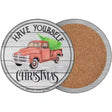 Merry Little Christmas Novelty Circle Coaster Set of 4