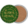 Reindeer Crossing Green Novelty Circle Coaster Set of 4