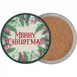 Merry Christmas Red Berries Novelty Circle Coaster Set of 4