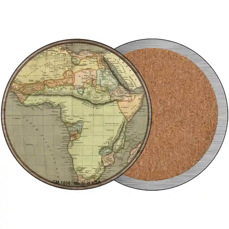 Africa Map Novelty Circle Coaster Set of 4