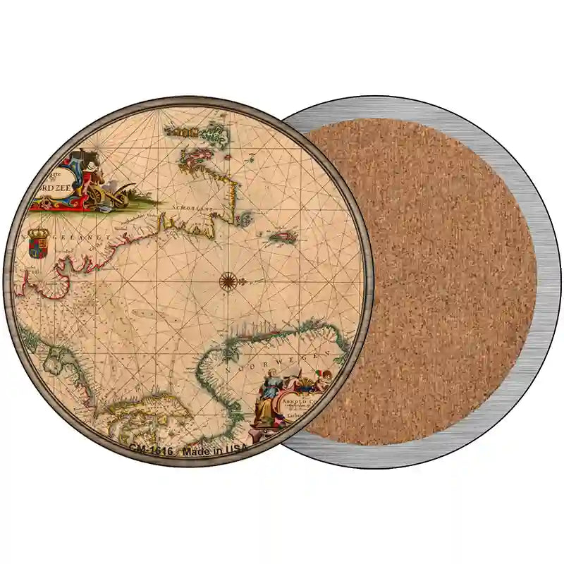 North Sea Map Novelty Circle Coaster Set of 4