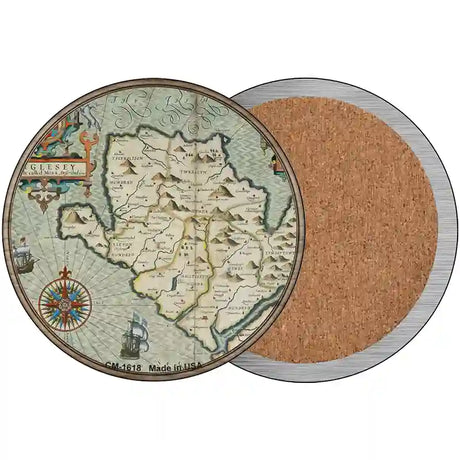 Isle of Anglesey Map Novelty Circle Coaster Set of 4