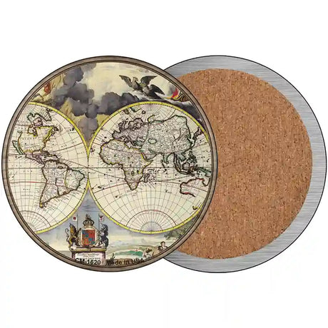 World Map Novelty Circle Coaster Set of 4