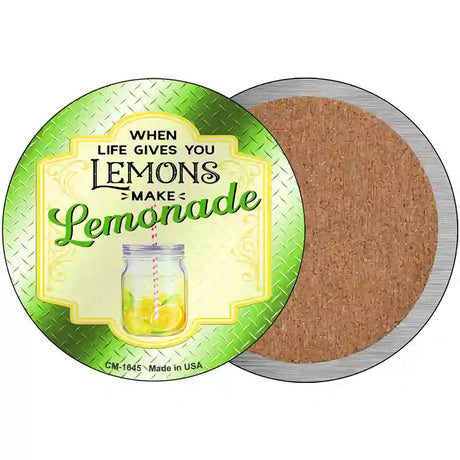 Make Lemonade Green Novelty Circle Coaster Set of 4